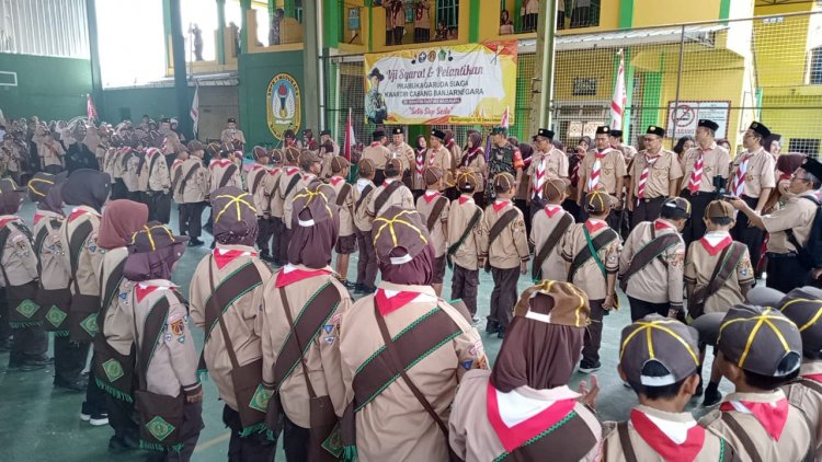 Babinsa Koramil 14/Madukara Hadiri Pelantikan Pramuka Siaga Garuda Kwarran Madukara Tahun 2023