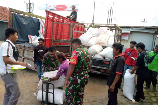 Babinsa Koramil 14/Madukara Dampingi Bulog Dalam Serapan Gabah Petani